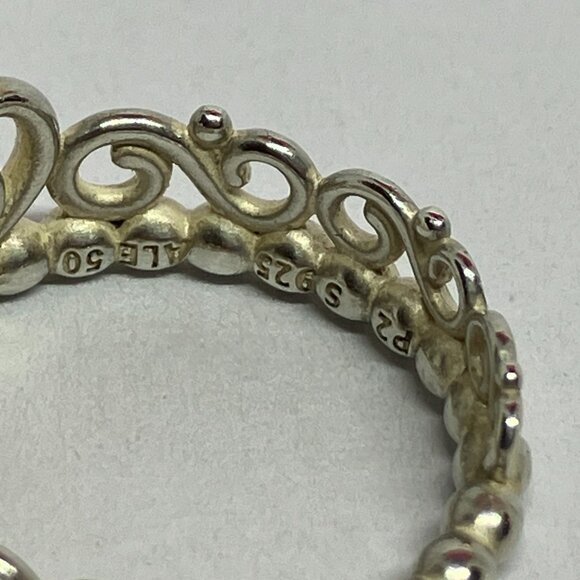 Pandora ALE 925 Sterling Silver My Princess Tiara Ring Sz 5 1/4" - Picture 4 of 5